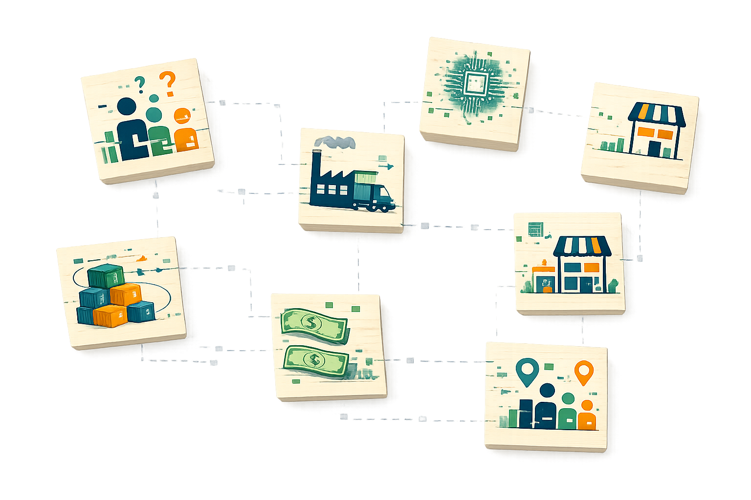 Marché émergent, activité commerciale, distribution et production industrielle